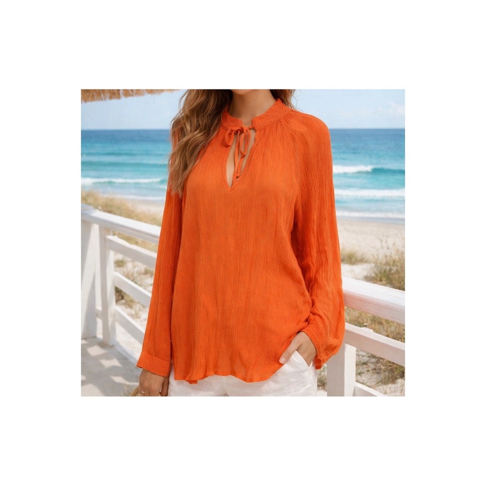 Brochu Walker Amaia Spring Orange Crinkle Luxury Breezy Italy SZ Large AMAIA